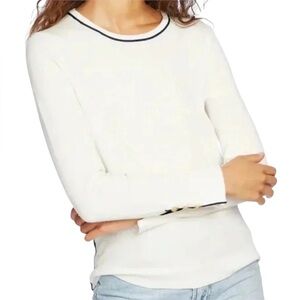 Court & Rowe Women’s White Tan Ivy League Crewneck Sweater XS NWT